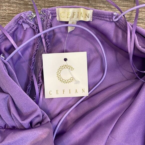 Purple Rouched Mini Dress by Cefian - Picture 4 of 4
